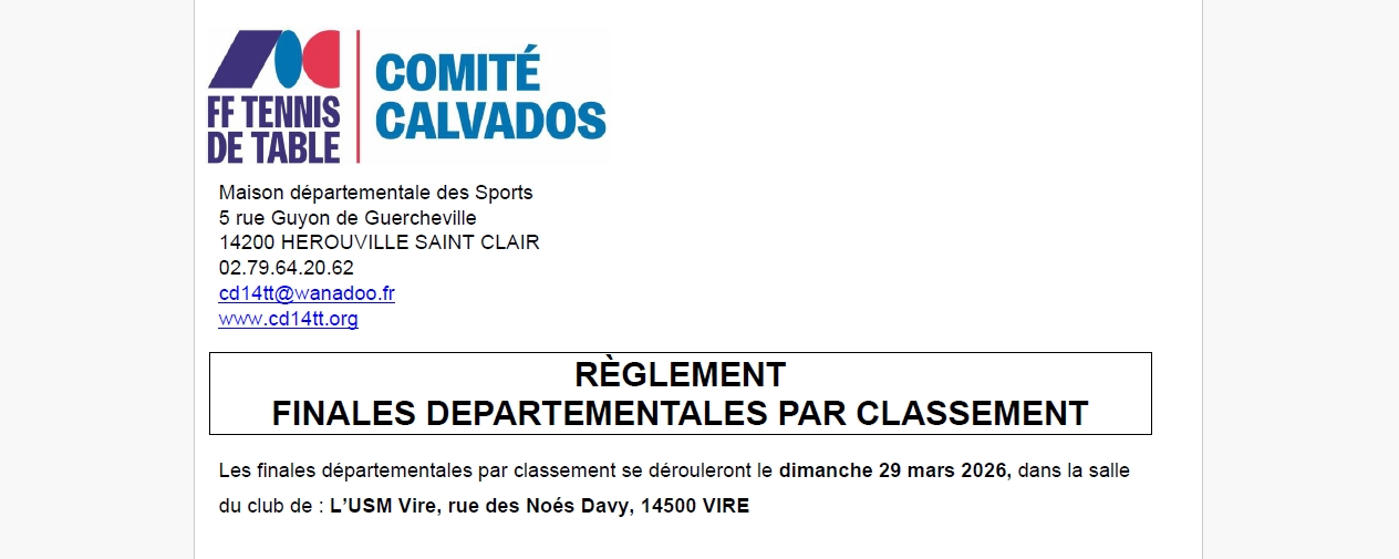 Finales Dép par classement à Vire le 29/03